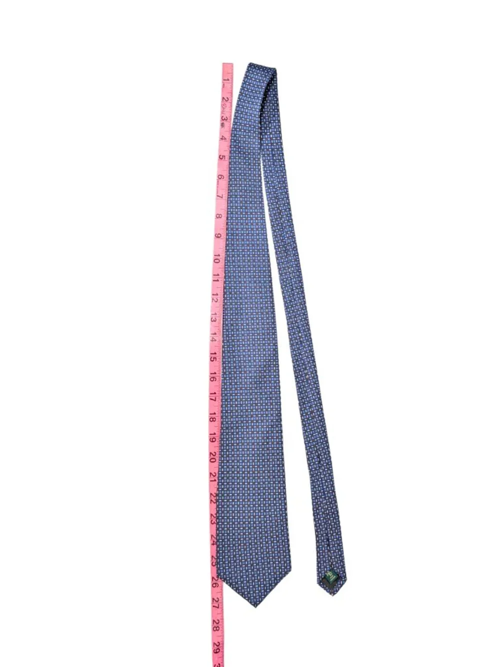 Lauren Ralph Lauren Men's Blue Geometric Small Pattern Preppy Silk Tie
